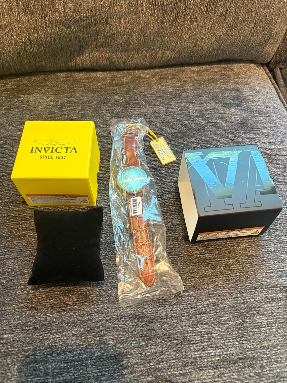 Invicta Men's Gold-Tone Case Watch with Brown Leather Strap and Turquoise Dial